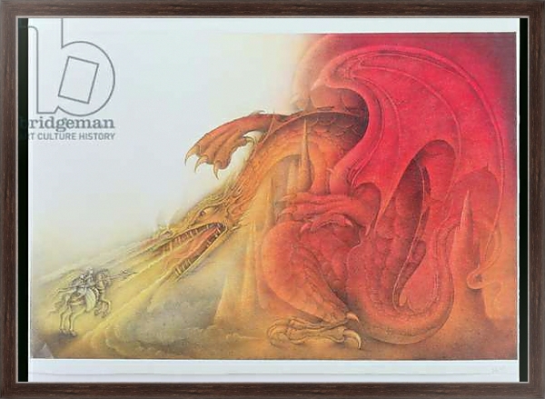 Постер Red Dragon with St. George and Virgin on Horse с типом исполнения На холсте в раме в багетной раме 221-02