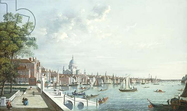 Постер The Thames from Somerset House, Looking Downstream с типом исполнения На холсте без рамы