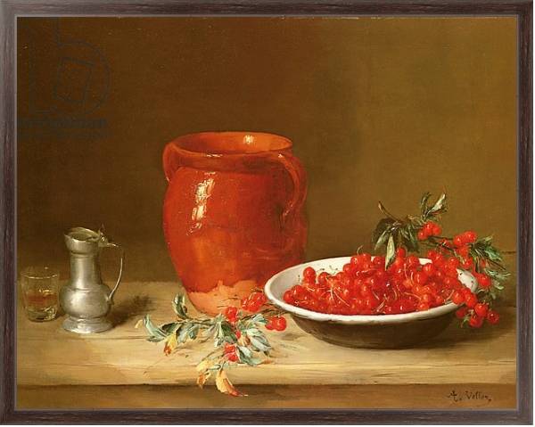 Постер Still life of cherries in a bowl с типом исполнения На холсте в раме в багетной раме 221-02