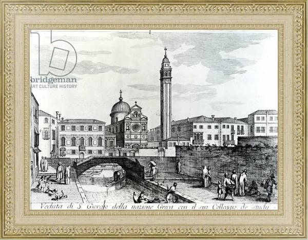 Постер View of San Giorgio dei Greci and the Flanginian School, Venice с типом исполнения Акварель в раме в багетной раме 484.M48.725