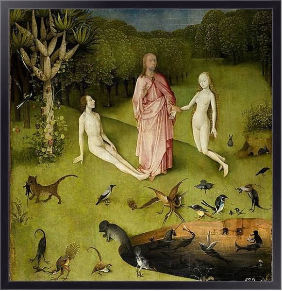 Постер The Garden of Earthly Delights, c.1500 2 с типом исполнения На холсте в раме в багетной раме 221-01