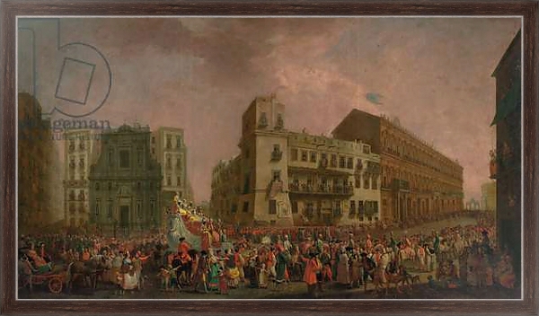 Постер The Carnival in Naples in 1778, with the 'Cavalcata turca' parading through the Largo di Palazzo, c.1778 с типом исполнения На холсте в раме в багетной раме 221-02