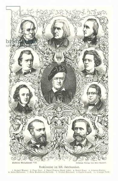 Постер Composers of the 19th Century с типом исполнения На холсте в раме в багетной раме 221-03