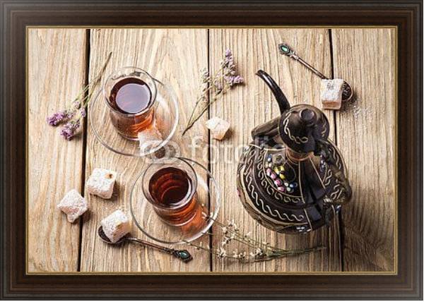 Постер Турецкий чай со сладостями с типом исполнения На холсте в раме в багетной раме 1.023.151
