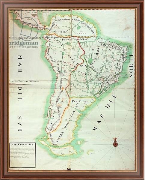 Постер Map of South America, 1777 с типом исполнения На холсте в раме в багетной раме 35-M719P-83