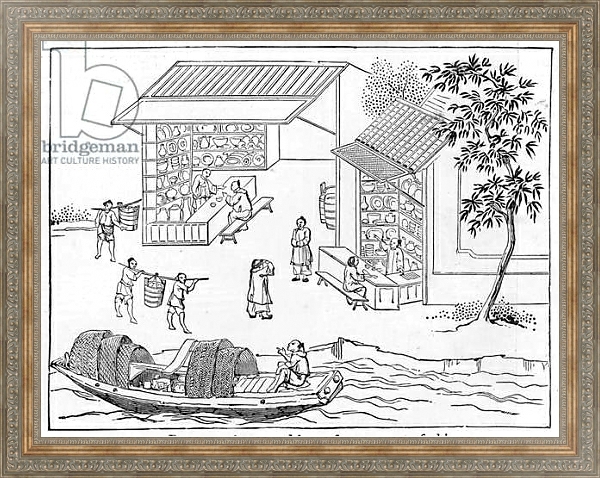 Постер Porcelain shops and boats for transport of china, from a series of illustrations on the manufacture of china с типом исполнения На холсте в раме в багетной раме 484.M48.310