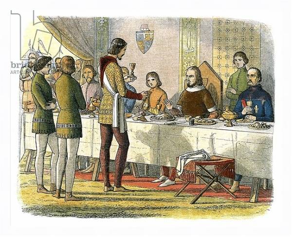 Постер Prince Edward serves king John of Artois at table after having defeated him at Poitiers с типом исполнения На холсте в раме в багетной раме 221-03