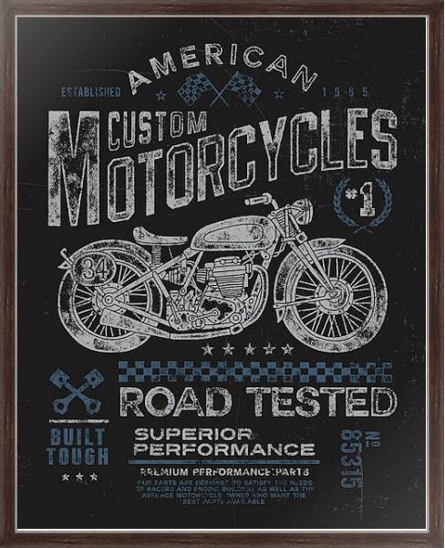 Постер Ретро плакат. Мотоциклы с типом исполнения На холсте в раме в багетной раме 221-02