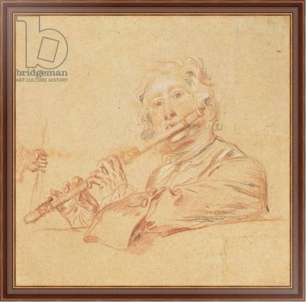 Постер Man Playing a Flute, c.1710 с типом исполнения На холсте в раме в багетной раме 35-M719P-83