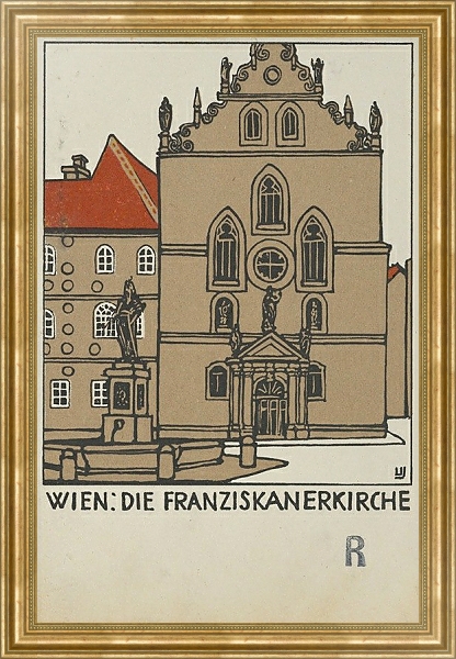 Постер Wien; Die Franziskanerkirche с типом исполнения На холсте в раме в багетной раме NA033.1.051