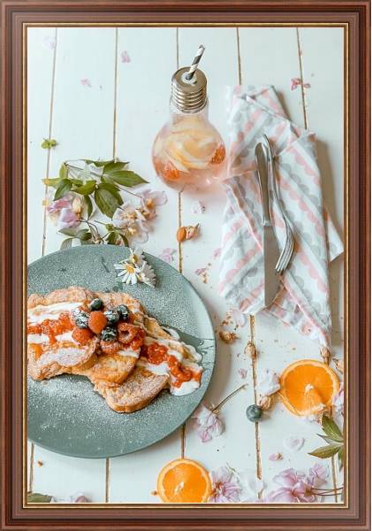 Постер Завтрак с тостами и ягодами с типом исполнения На холсте в раме в багетной раме 35-M719P-83