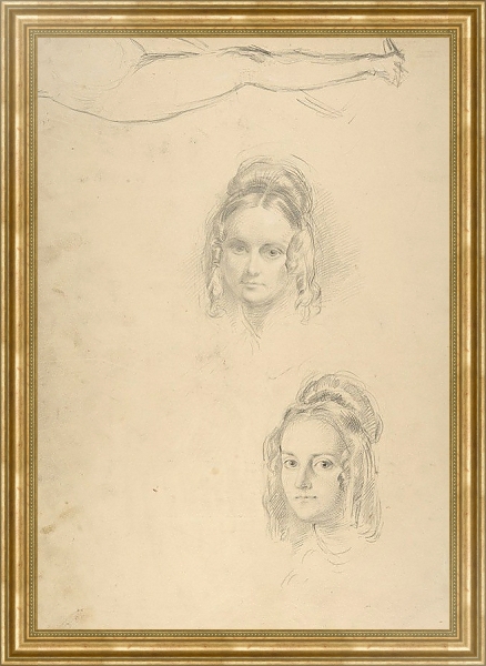 Постер Two Portrait Studies of the Artist’s Wife, and a Study of a Leg and Torso с типом исполнения На холсте в раме в багетной раме NA033.1.051