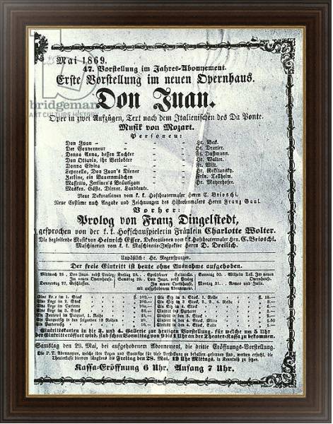 Постер Poster advertising a performance of 'Don Juan' by Wolfgang Amadeus Mozart May 1869 с типом исполнения На холсте в раме в багетной раме 1.023.151