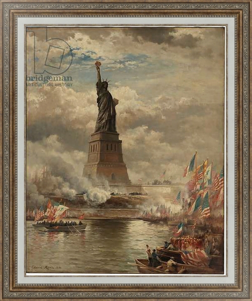 Постер The Unveiling of the Statue of Liberty, Enlightening the World, 1886 с типом исполнения На холсте в раме в багетной раме 595.M52.330