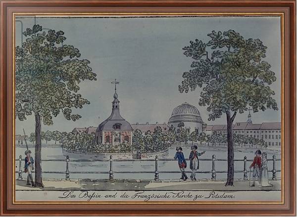 Постер The Pool and French Church in Potsdam, c.1796 с типом исполнения На холсте в раме в багетной раме 35-M719P-83