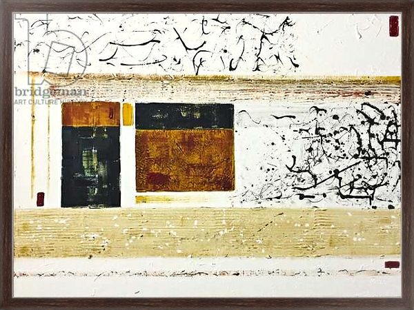 Постер 5 Red Corners, Large Abstract,, painting с типом исполнения На холсте в раме в багетной раме 221-02