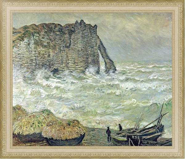 Постер Этретат, неспокойное море с типом исполнения На холсте в раме в багетной раме 484.M48.725