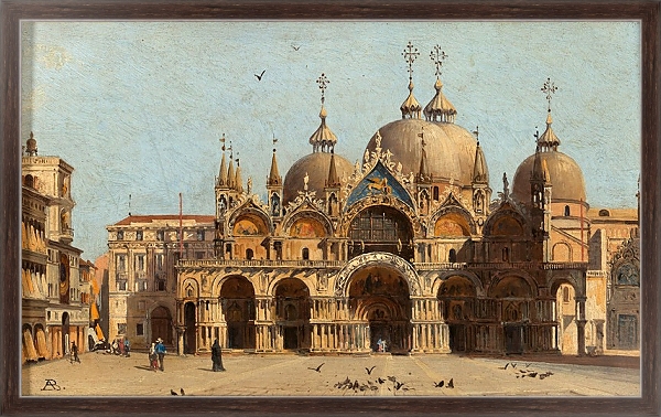 Постер Venice, La facciata della Basilica S. Marco с типом исполнения На холсте в раме в багетной раме 221-02