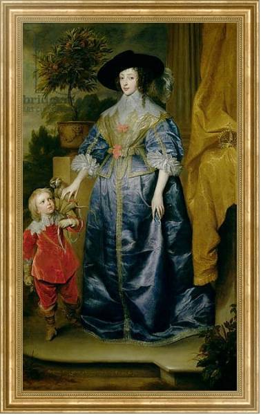 Постер Queen Henrietta Maria and her dwarf Sir Jeffrey Hudson, c.1633 с типом исполнения На холсте в раме в багетной раме NA033.1.051