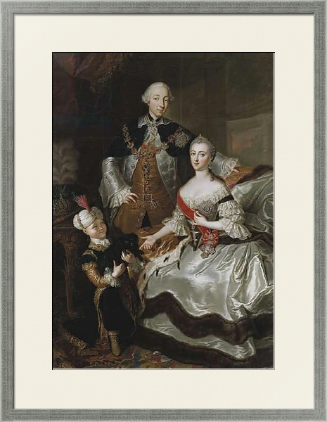 Постер Peter III and Catherine II of Russia with a page c.1756 с типом исполнения Под стеклом в багетной раме 1727.2510