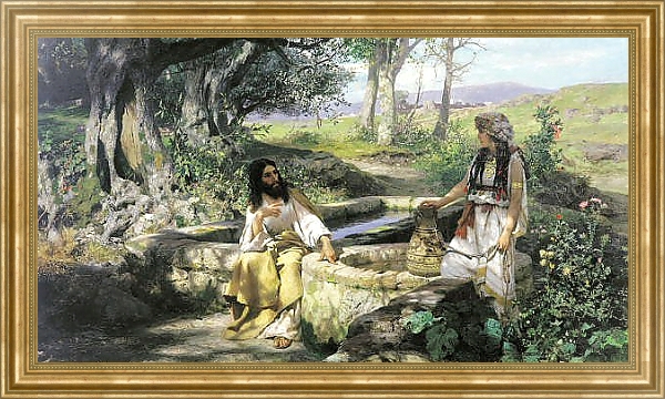 Постер Христос и самарянка. 1890 с типом исполнения На холсте в раме в багетной раме NA033.1.051