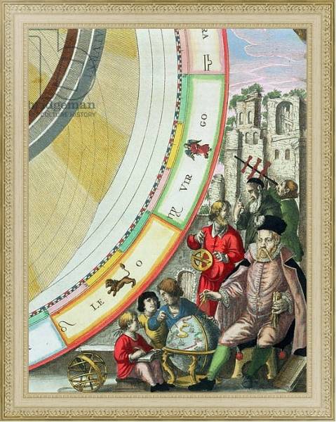 Постер Tycho Brahe, detail from a map showing his system of planetary orbits, from 'The Celestial Atlas с типом исполнения Акварель в раме в багетной раме 484.M48.725