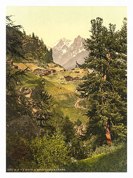 Постер Швейцария. Долина в Альпах с типом исполнения На холсте в раме в багетной раме 221-03
