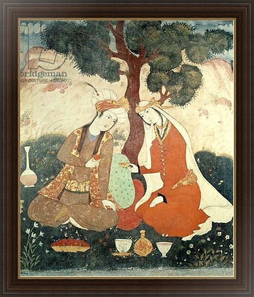 Постер Scene galante from the era of Shah Abbas I, 1585-1627 с типом исполнения На холсте в раме в багетной раме 1.023.151