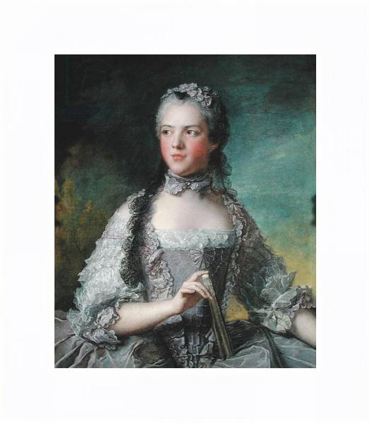 Постер Portrait of Adelaide de France with a Fan, 1749 с типом исполнения На холсте в раме в багетной раме 221-03