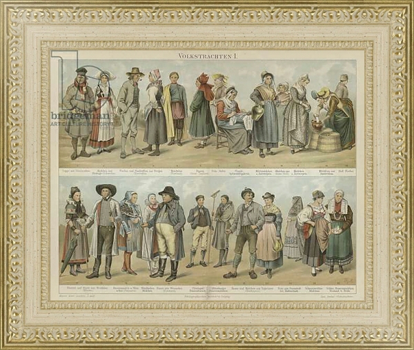 Постер Folk costumes с типом исполнения Акварель в раме в багетной раме 484.M48.725