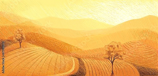 Постер Оранжевый горизонт с типом исполнения На холсте без рамы