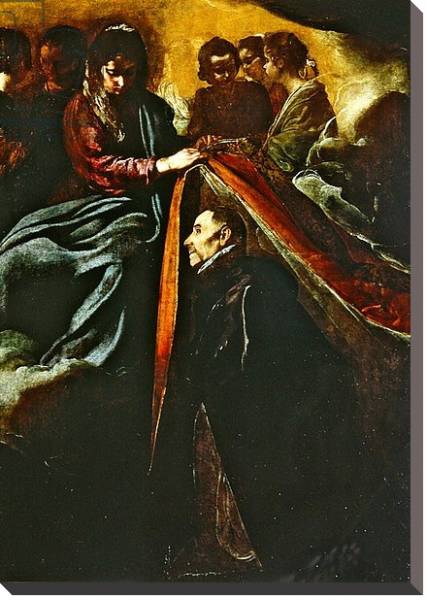Постер The Virgin appearing to St Ildephonsus and giving him a robe с типом исполнения На холсте без рамы