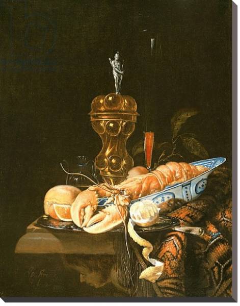 Постер A Still Life with a Lobster in a Delft Bowl с типом исполнения На холсте без рамы