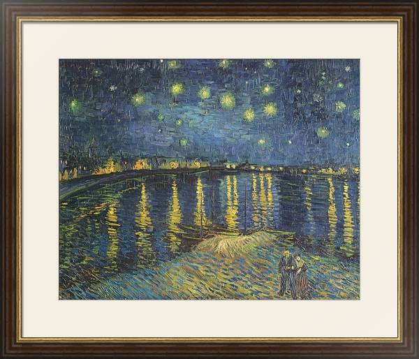 Постер Starry Night over the Rhone, 1888 с типом исполнения Под стеклом в багетной раме 1.023.036
