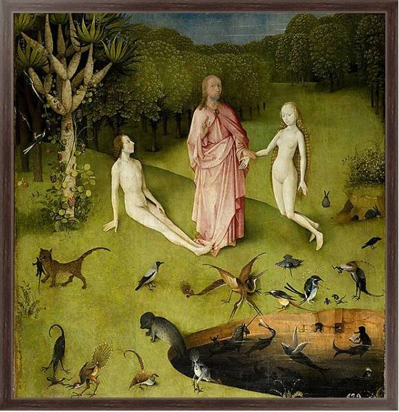 Постер The Garden of Earthly Delights, c.1500 2 с типом исполнения На холсте в раме в багетной раме 221-02
