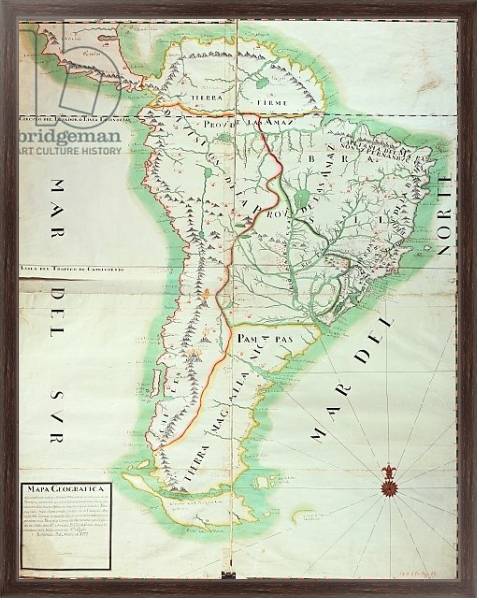 Постер Map of South America, 1777 с типом исполнения На холсте в раме в багетной раме 221-02