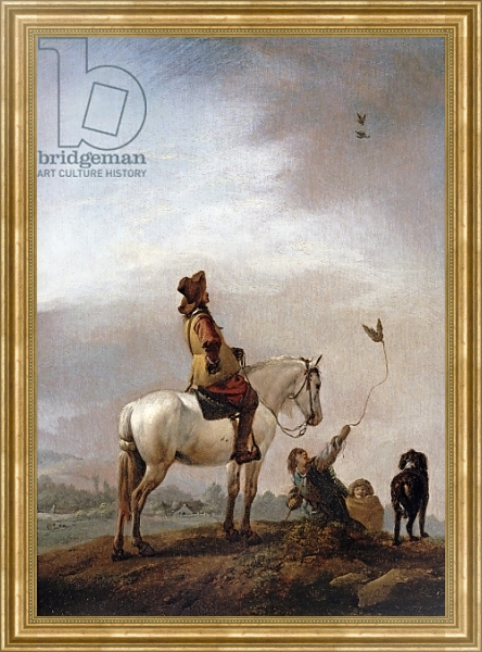 Постер Gentleman on a Horse Watching a Falconer с типом исполнения На холсте в раме в багетной раме NA033.1.051