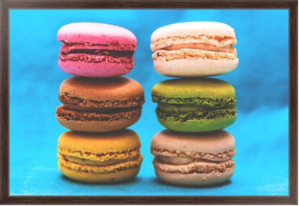 Постер Разноцветное печенье макарон с типом исполнения На холсте в раме в багетной раме 221-02