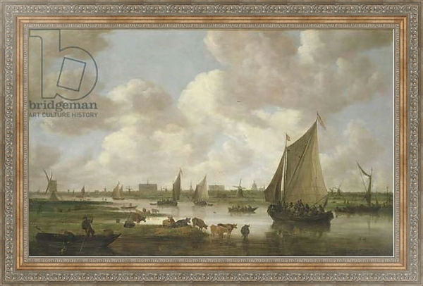 Постер A View of Leiden from the North East с типом исполнения На холсте в раме в багетной раме 484.M48.310