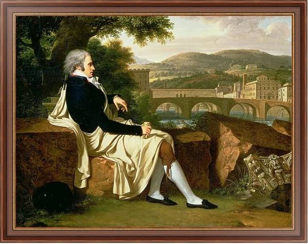 Постер Allen Smith seated Above the River Arno, contemplating Florence, 1797 с типом исполнения На холсте в раме в багетной раме 35-M719P-83