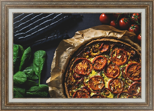 Постер Томатная пицца с типом исполнения На холсте в раме в багетной раме 595.M52.330