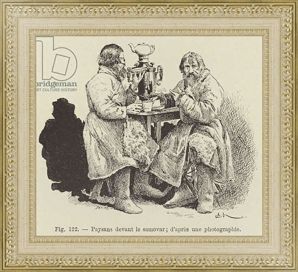 Постер Paysans devant le samovar с типом исполнения Акварель в раме в багетной раме 484.M48.725