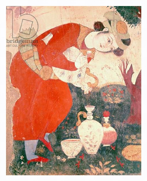 Постер Woman pouring Wine in the Court of Shah Abbas I, 1585-1627 с типом исполнения На холсте в раме в багетной раме 221-03