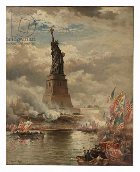 Постер The Unveiling of the Statue of Liberty, Enlightening the World, 1886 с типом исполнения На холсте в раме в багетной раме 221-03