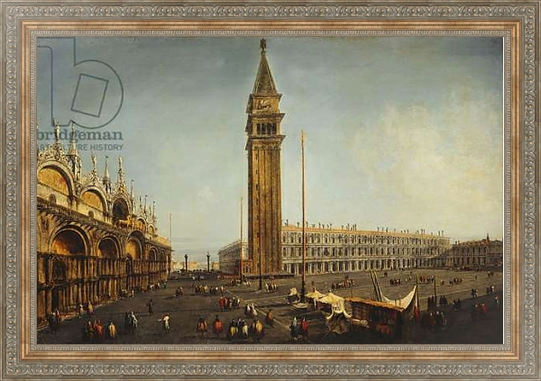 Постер The Piazza San Marco, Venice, from the Torre dell'Orologio, c.1737-9 с типом исполнения На холсте в раме в багетной раме 484.M48.310