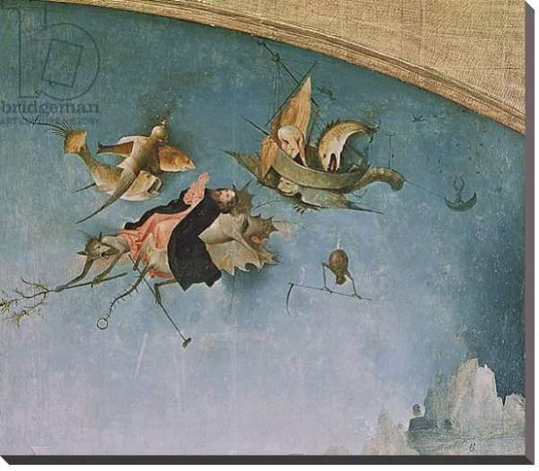 Постер Detail of the left-hand panel, from the Triptych of the Temptation of St. Anthony с типом исполнения На холсте без рамы