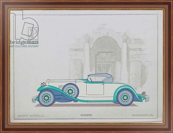 Постер DuPont Motor Cars: Roadster, 1921 с типом исполнения На холсте в раме в багетной раме 35-M719P-83