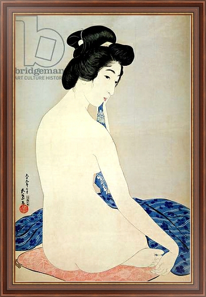 Постер Woman after the bath, published by Shosaburo Watanabe, 1920, с типом исполнения На холсте в раме в багетной раме 35-M719P-83