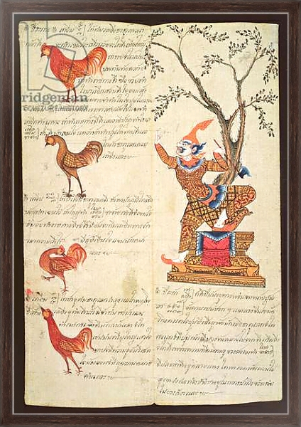 Постер CBL Thi 1302 Two pages illustrating the Year of the Cockerel, from a fortune-telling manual, c.1840 с типом исполнения На холсте в раме в багетной раме 221-02