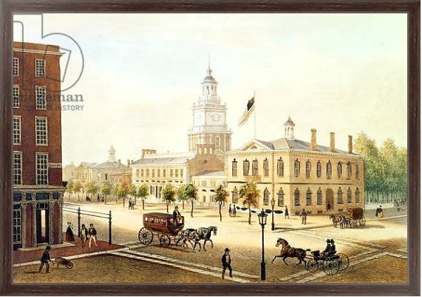 Постер State House, Philadelphia, engraved by Deroy с типом исполнения На холсте в раме в багетной раме 221-02